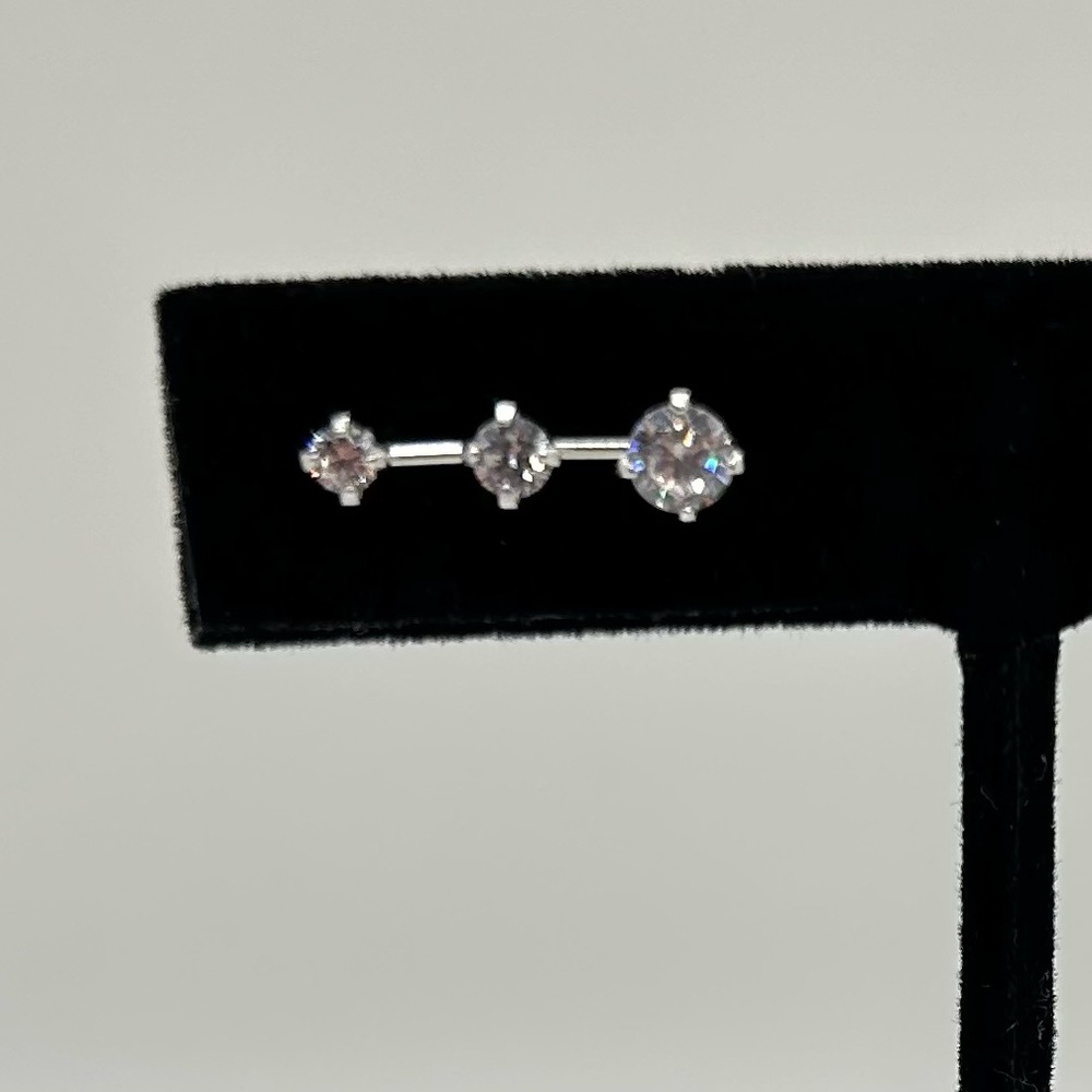 Single Silver and Crystal Stud Ear Climber Earring